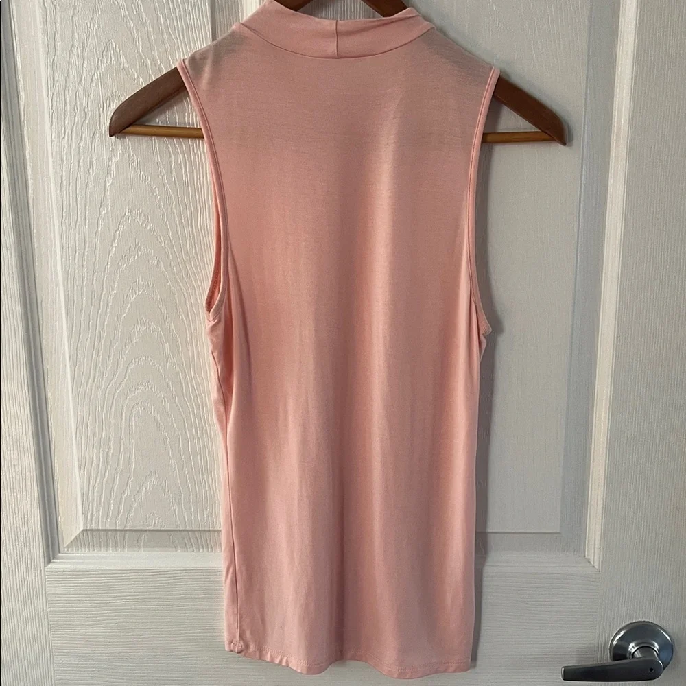 miami Sleeveless Mock Neck Tank Top in Pale Pink - Picture 3 of 3